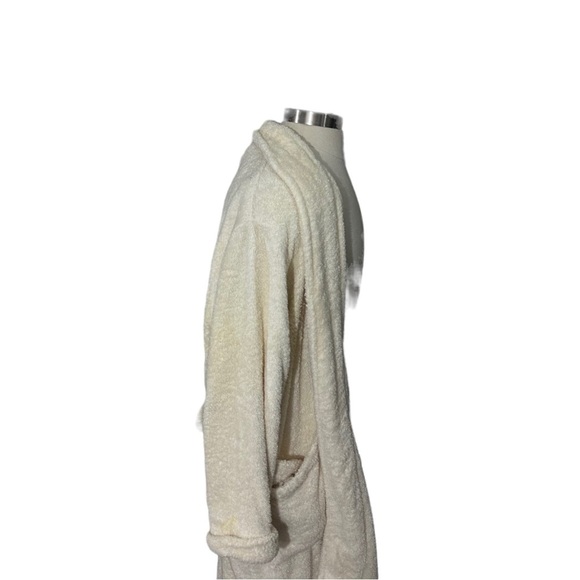 Vtg LL Bean Made in USA Mens Cream Terry Bathrobe Sz L Belt 100% Cotton Pockets - Picture 8 of 13